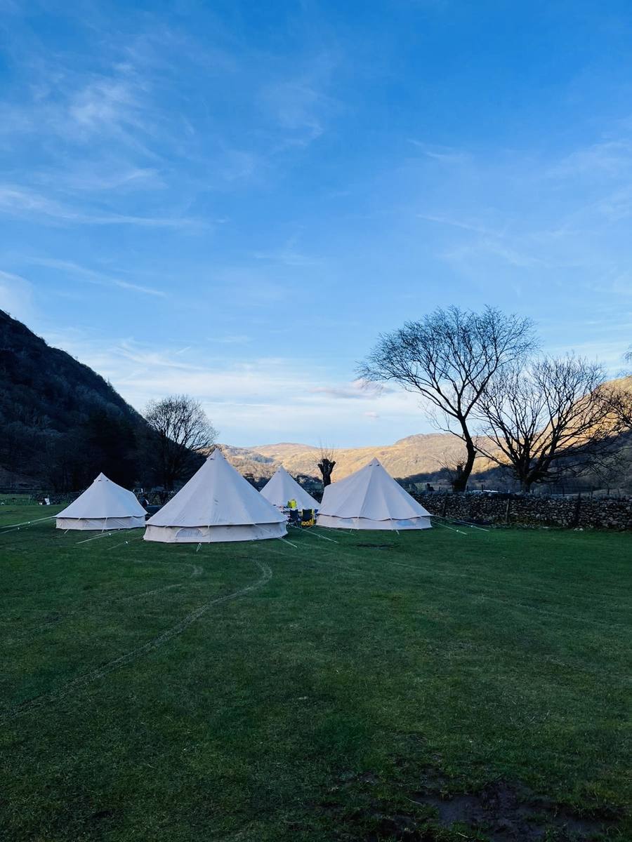 Bell tents in Borrowdale valley